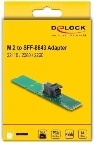 Actual product image Delock Adapter M.2 Key M to SFF-8643 NVMe 22110 / 2280 / 2260