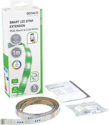 Actual product image Deltaco SMART HOME LED strip extension, 1m, RGB, 2700K-6500K, 6 contacts, suitable for SH-LS3M, whit (Multicoloured, 300 cm, Indoor, Outdoor)