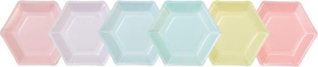 Actual product image TALKING TABLES Hexagonal party plates in pastel (12 x)