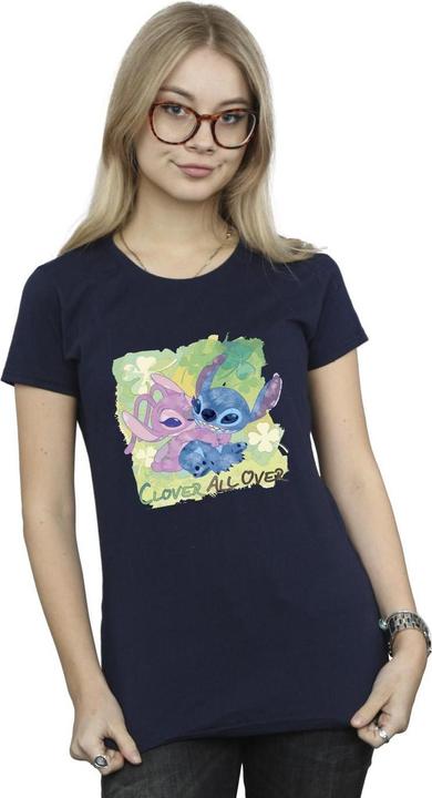 Actual product image Disney Womens/Ladies Lilo And Stitch St Patrick's Day Clover Cotton T-Shirt (M)