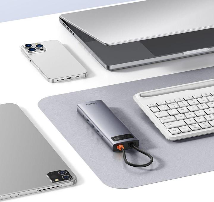 Actual product image Baseus Hub 11in1 StarJoy Metal Glam Series, USB-C to HDMI +VGA + 3 x USB 3.0 + USB 2.0+USB-C PD + RJ (USB-C, 11 Ports)