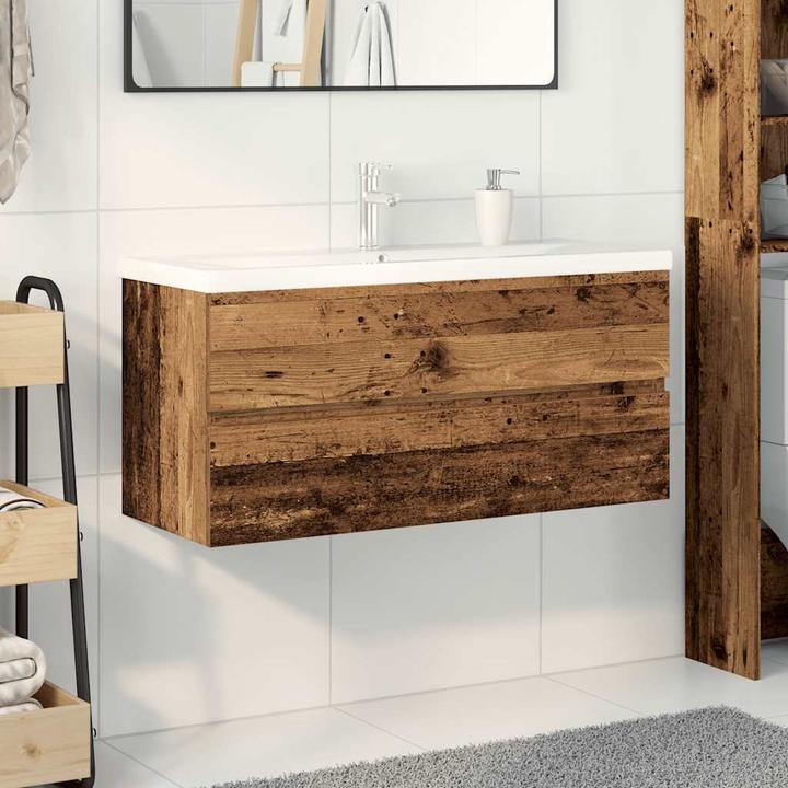 Actual product image VidaXL Vanity unit with built-in basin and tap Bathroom washbasin