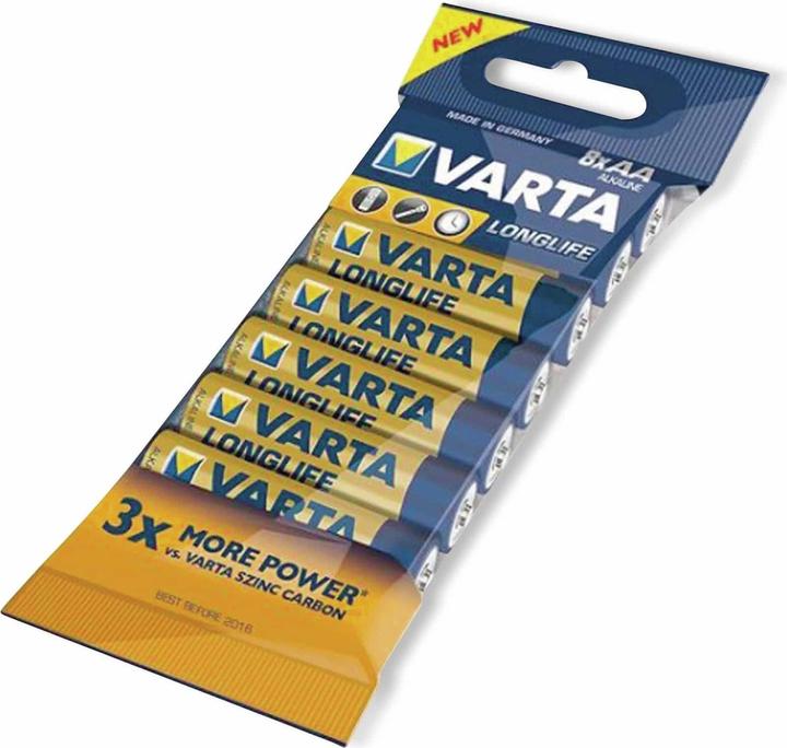 Image du produit Varta 1x8 Longlife AA LR 6 Emballage sous film (8 pcs, AA, 2800 mAh)