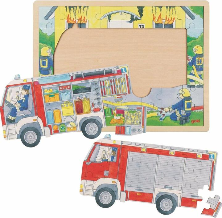 Actual product image Goki Toddlers puzzle fire department operation (60 pieces)