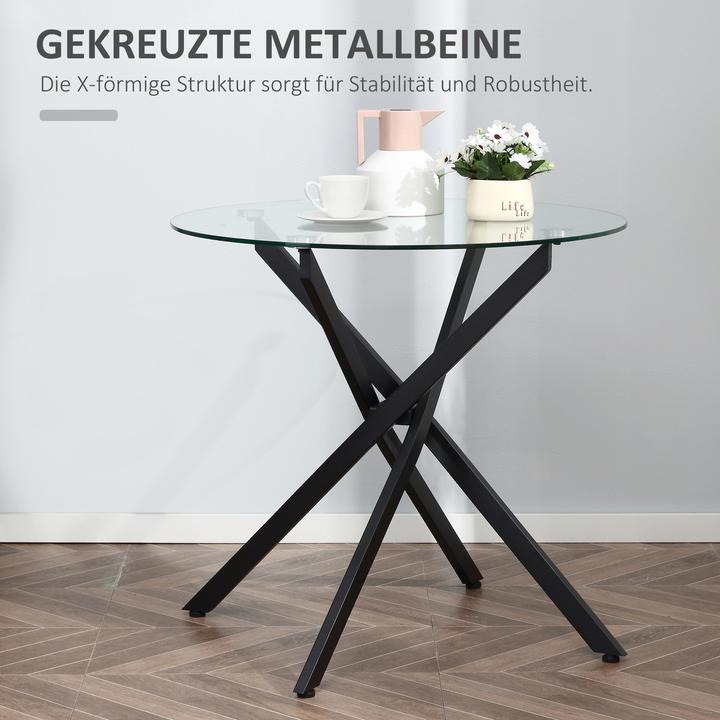 Immagine prodotto Homcom Tavolino con piano in vetro (80 x 80 x 75 cm)
