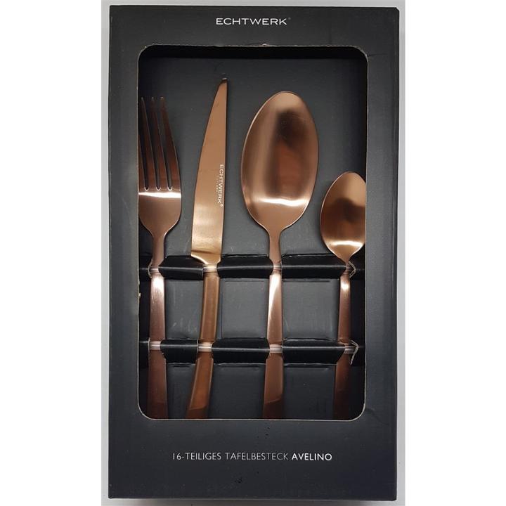 Image du produit Echtwerk Set de couverts Avelino 16 pièces, acier inoxydable - bronze mat (16 pièce(s), Set de couverts)