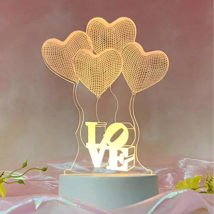 Actual product image Extralink Home Night Lamp 3d Illusion With Four Hearts, USB, For Bedroom