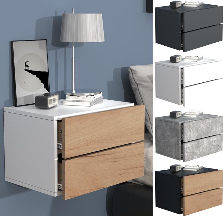 Actual product image VCM Wooden Wall Drawer Bedside Cabinet Wall Board Drawer Console Bedside Table Usal L 45 cm (45 x 32 cm)