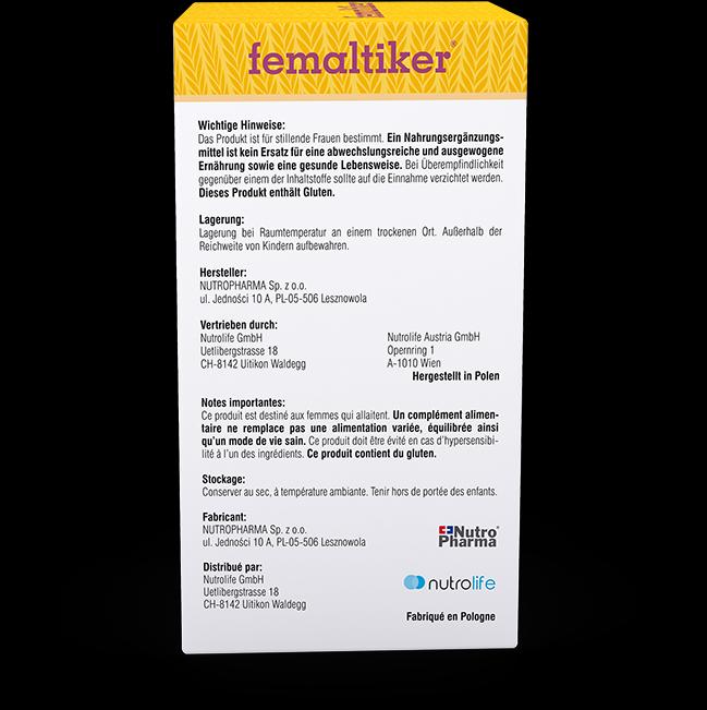Valori nutrizionali e ingredienti Femaltiker Integratori alimentari (12 Pezzo/i, Bustina, 139 g)