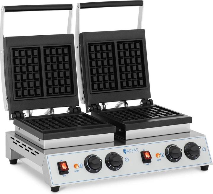 Produktbild Royal Catering Doppel-Waffeleisen belgisches Waffeleisen Waffelmaschine rechteckig 2 x 1.500 W (EU-Stecker)