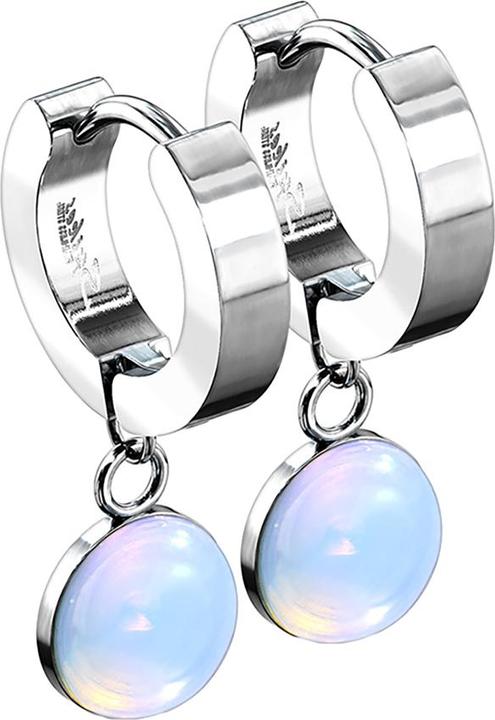 Image du produit Star Piercing Boucles d'oreilles à clapet argent pendentif pierre opalite (sans laiton, Acier chirurgical 316L, Minéral)