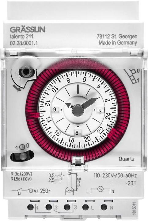 Image du produit Elbro Interrupteur horaire AMD talento 211 1-0-Timer plombable avec bornes enfichables