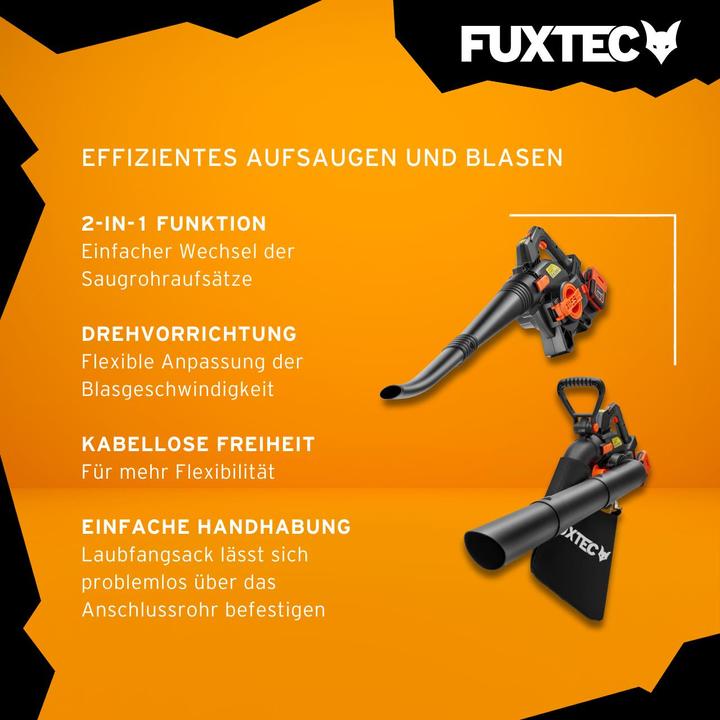 Actual product image Fuxtec 40 Volt 2in1 Akku-Laubbläser/-sauger Set FX-E2LBS-SET (Rechargeable battery operated, Vacuum cleaners & blowers)