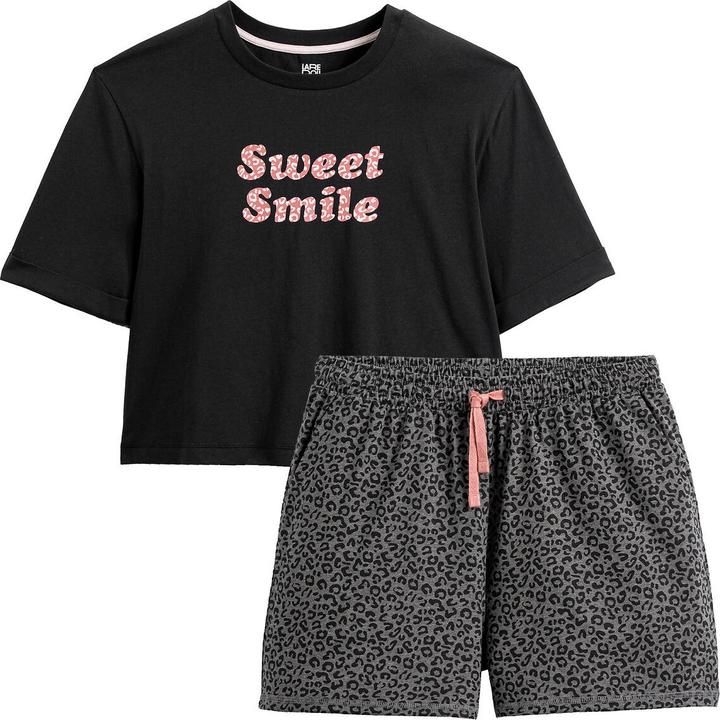 Produktbild La Redoute Collections Kurzpyjama mit Messageprint und Leopardenmuster (170)