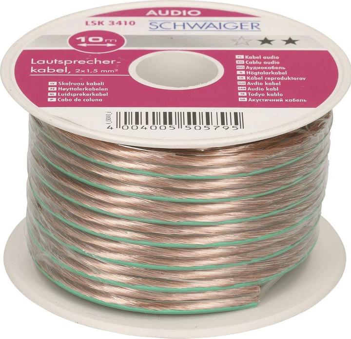 Image du produit Schwaiger Cable d'haute-parleur 2x1.50mm2 10 m (10 m, 3 mm²² mm)