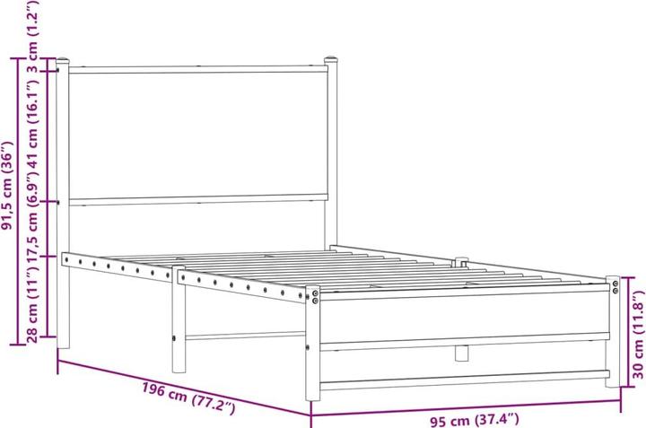 Actual product image VidaXL Bed without mattress (90 x 190 cm)