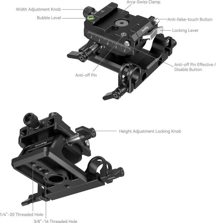 Image du produit SmallRig 4233 Universal Arca Swiss Kit de plaque de montage réglable en hauteur