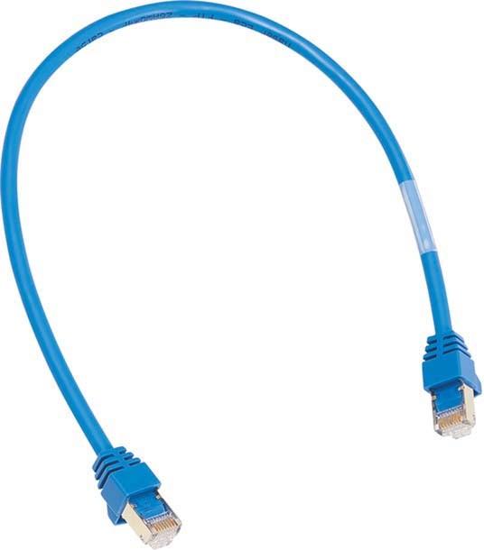 Actual product image Hager ZZ45WAN100 Patch cord with 2xRJ45 blue 1m (F/FTP, CAT5, 1 m)