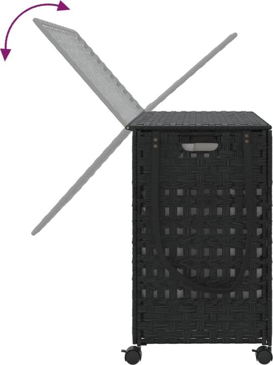 Actual product image VidaXL Laundry basket with castors Black 66x35x60 cm Rattan,colour