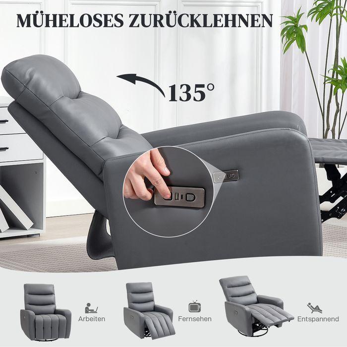 Produktbild Swisshandel24 Elektrisch Relaxsessel Fernsehsessel mit Liegefunktion, Schaukelfunktion Grau