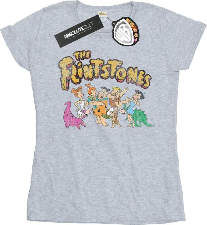 Actual product image The Flintstones Womens/Ladies Group Distressed Cotton T-Shirt (M)