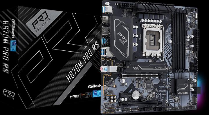 Actual product image AsRock H670M Pro RS (LGA 1700, Intel H670, mATX)