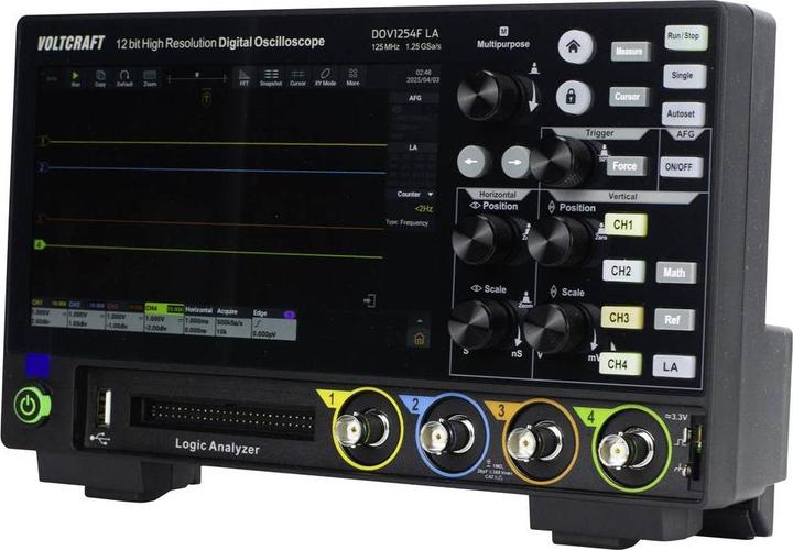 Produktbild Voltcraft DOV1254F LA Digital-Oszilloskop 125 MHz 4-Kanal 1.25 GSa/s 100 Mpts 1 (CAT II)