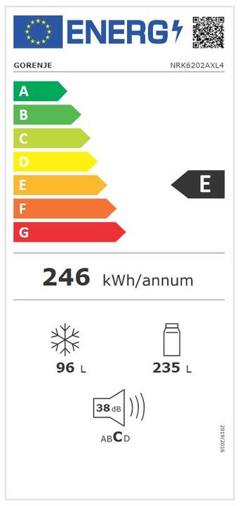 Energie-Label Gorenje NRK6202AXL4 (331 l)