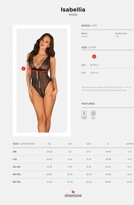 Actual product image Obsessive Isabellia Lace Stringbody - Black (L, XL)