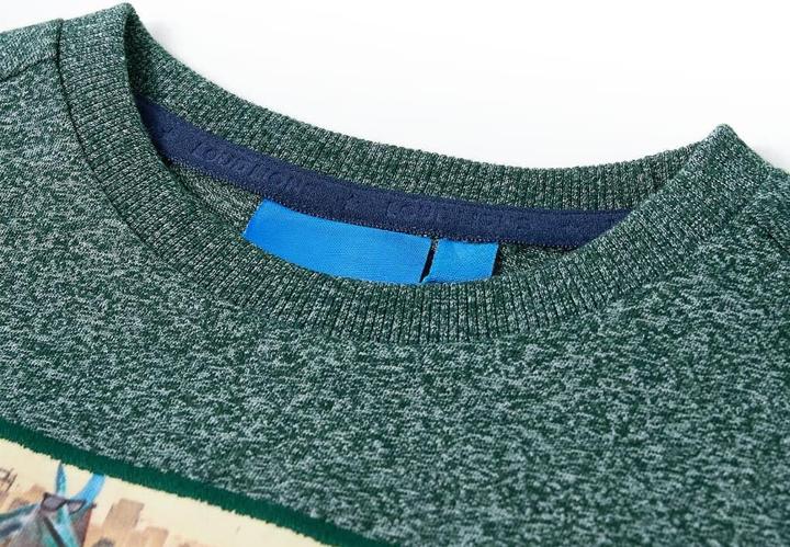 Produktbild VidaXL Kinder-Langarmshirt Dunkelgrün Melange 128,Material: 50 (128)