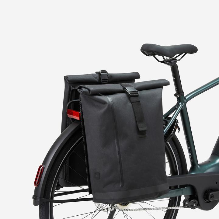 Produktbild Btwin Doppel-Fahrradtasche Gepäcktasche Rucksack für Gepäckträger XL 31 Liter (31 l, Gepäckträgertasche)