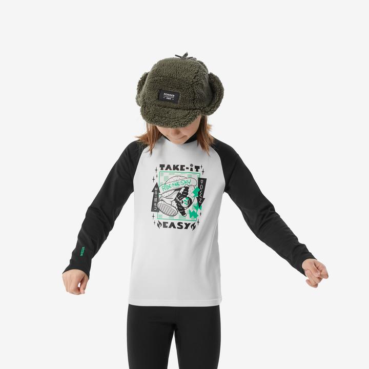 Produktbild Wedze Skiunterwäsche Funktionsshirt Kinder - BL 500 schwarz/weiss mit Motiv (100 C)
