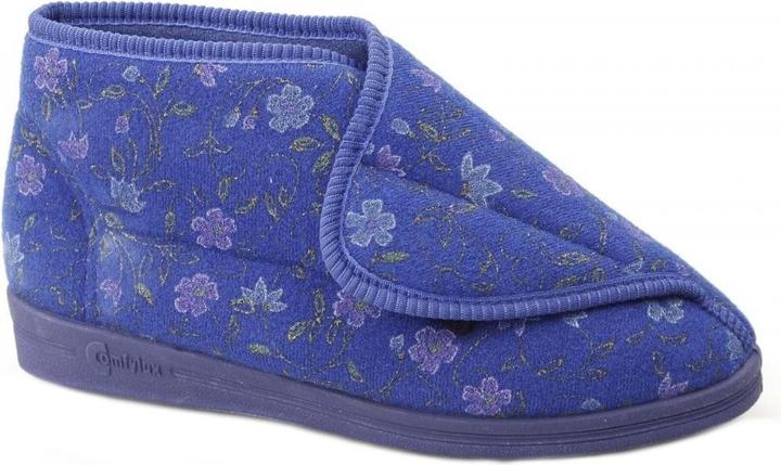 Comfylux Andrea Hausschuhe mit Klettverschluss Blumenmuster