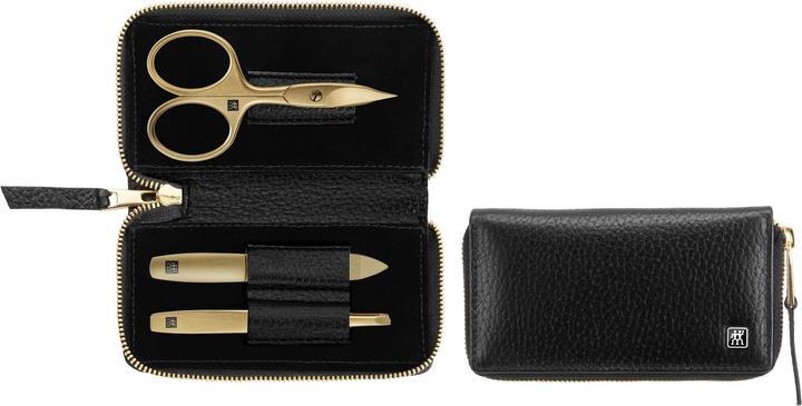 Zwilling Classic INOX Rahmenetui 3tlg. Leder, schwarz/gold