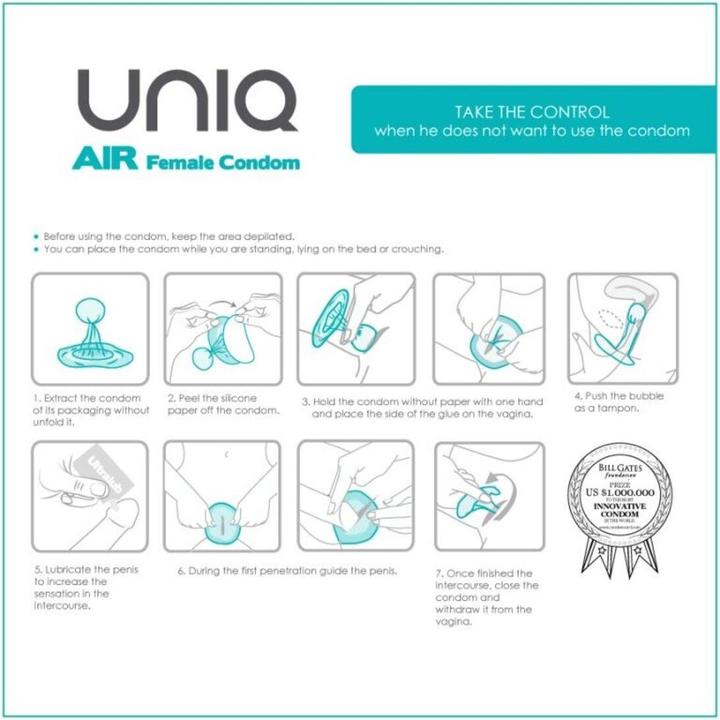 Image du produit Uniq Préservatif féminin "AirFemale" 3 pièces, préservatif féminin sans latex avec AirBubble unique (3 pcs)