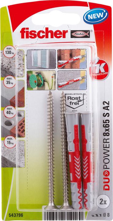 Fischer DuoPower 8x65 S A2 K (2) (2 pcs)