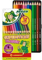 Image du produit Jolly Crayons de couleur Supersticks Kinderfest Crayons de couleur résistants à la casse et non toxiques (Multicolore, 12 x)