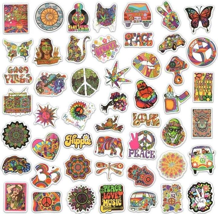 Image du produit JTI 50 autocollants avec des motifs psychédéliques