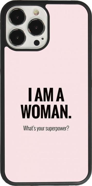 Actual product image PhoneLook Coque Silicone rigide noir I am a woman (Apple iPhone 13 Pro Max)
