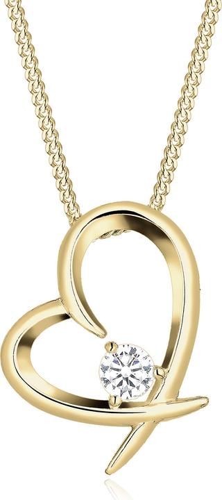 Elli mit Herz-Anhänger und Zirkonia Kristall (Sterling Silber, 45 cm)