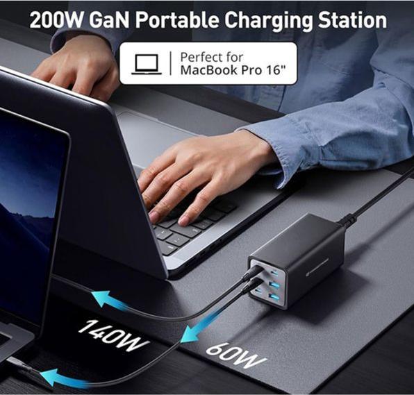 Image du produit Conceptronic Chargeur 4Port 200W,4xUSB-C,2x 3-in-1 USB-A sw (200 W)