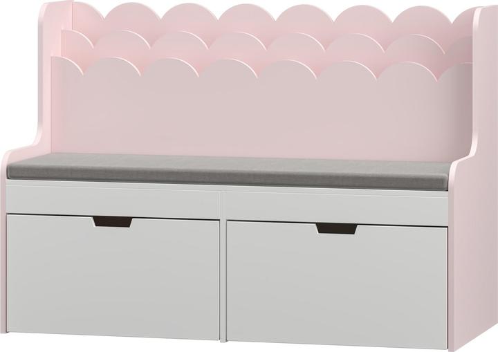 En.Casa Kindersitzbank mit Regal Vestnes 100x45x70 cm Cotton Candy/Weiss