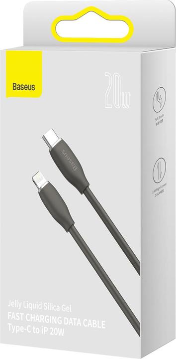 Actual product image Baseus Jelly Liquid Silica Gel Fast Charging Data Cable Type-C to iP 20W 1.2m Black (1.20 m, USB 2.0)