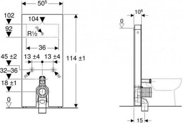 Produktbild Geberit Monolith Sanitärmodul für Stand-WC, 114cm, Wasseranschluss hinten mittig, mit P-Anschlussb