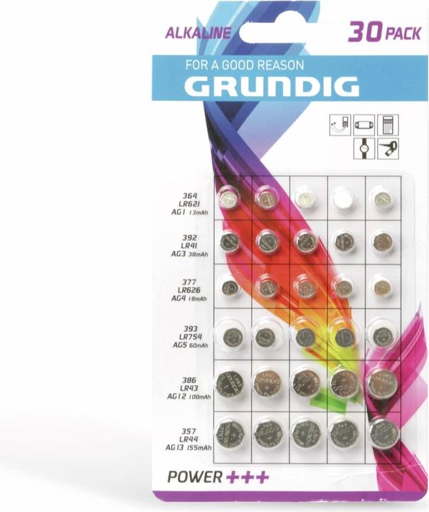 Produktbild Grundig Power+++ (30 Stk., LR621, LR754, LR43, LR44, LR41, AG4, 155 mAh)