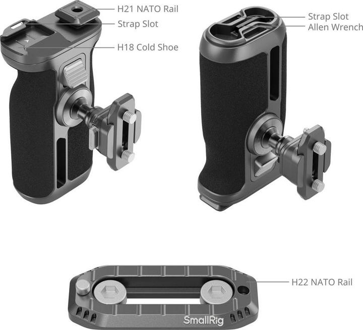Image du produit SmallRig HawkLock H21 Quick Release Rotating Side Handle Kit 4485 (Poignée)