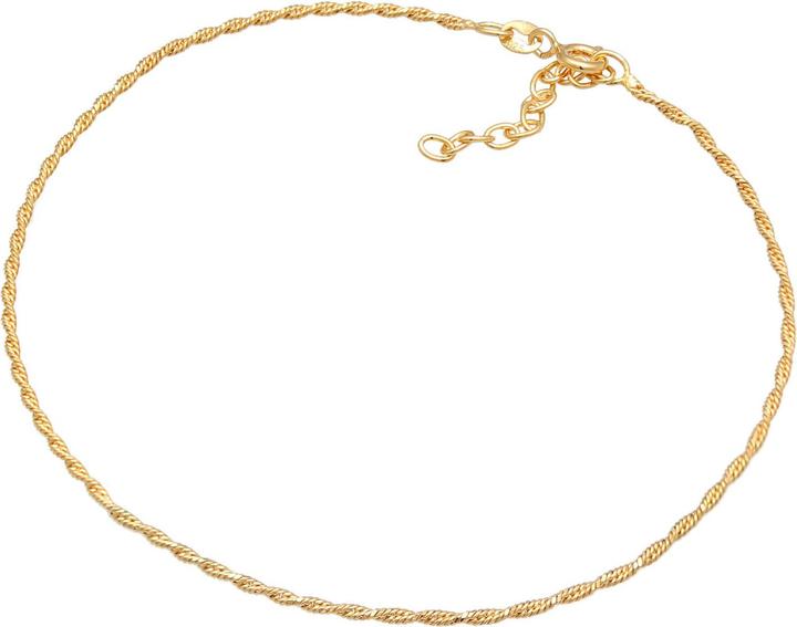Elli Fussschmuck Kordelkette Gedreht Basic Zeitlos 925 Silber (925er Sterling Silber, 25 cm)