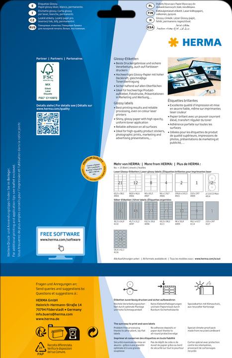 Actual product image Herma High gloss labels A4