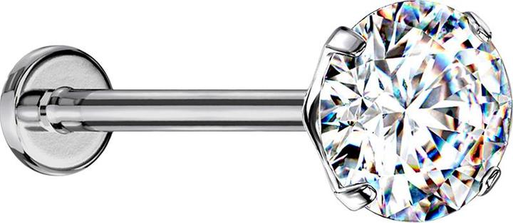 Produktbild Star Piercing Micro Threadless Labret silber mit Kristall silber gefasst (ohne Messing, Titan G23)