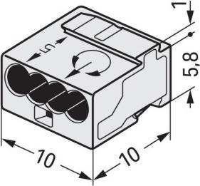 Actual product image Wago Plug-in terminal block Micro-Wago 4-fold, 100 pieces